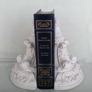 Ornate Creamy White Bookends Rhinestones